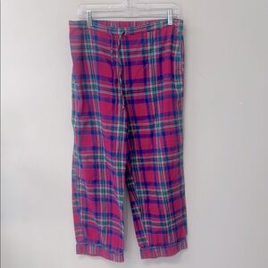 Talbots Women's Pajama Pants Pink Plaid Medium soft flannel Elasticic Waist